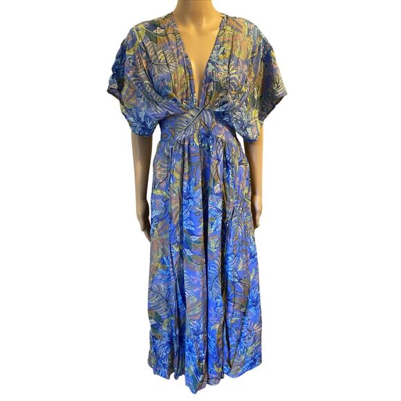 NWT Olivaceous MaxiDress S Kimono Sleeve Front Slits Beachy Coastal Coverup Boho - Picture 7 of 12